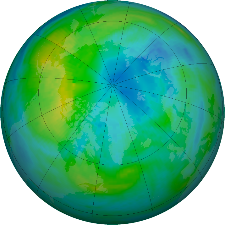 Arctic ozone map for 14 October 1989